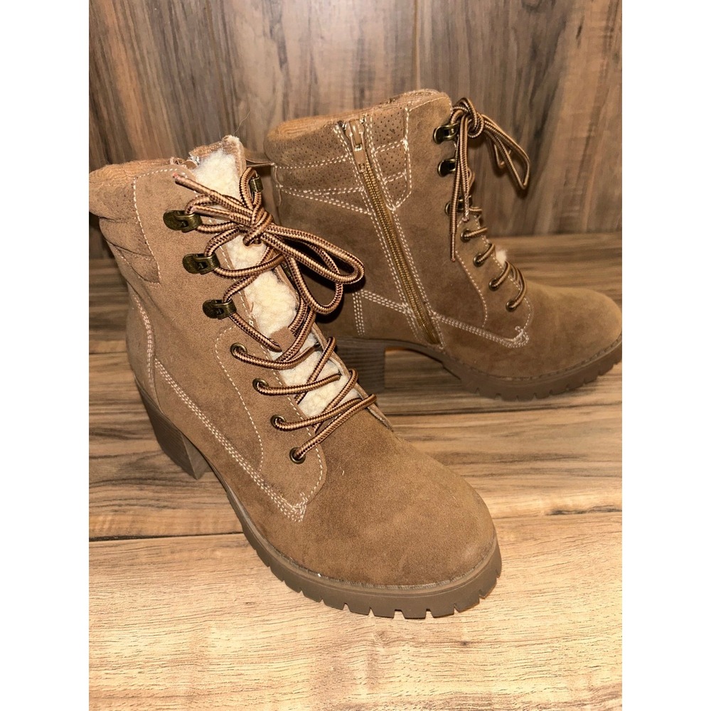 Pop Humility‎ Womens Chunky Heeled Lace Up Boots, Sz 8.5
